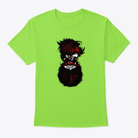 Spider   Skull Bearded Hipster Beard Mu Lime T-Shirt Front