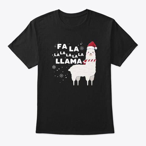 Funny Falala Christmas Llama Black T-Shirt Front
