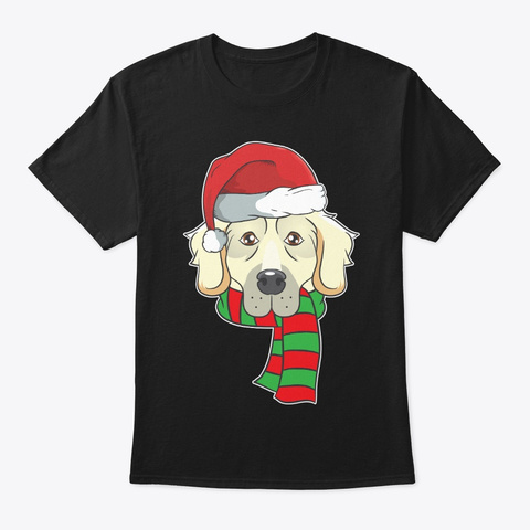 Funny Christmas Dog Xmas Santa  Golden Black T-Shirt Front