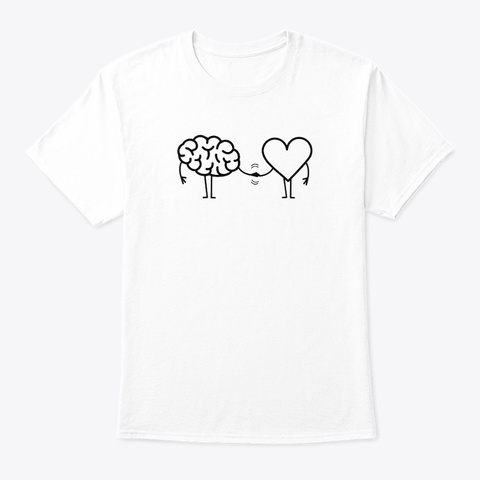Brain And Heart White T-Shirt Front