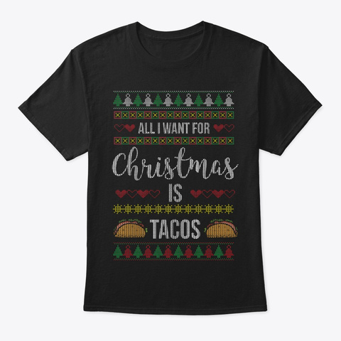 Taco Santa Christmas Xmas Holiday Gift  Black T-Shirt Front