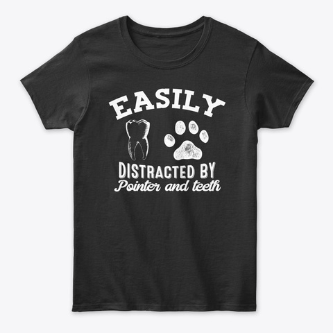 Distracted Pointer And Teeth Black T-Shirt Front