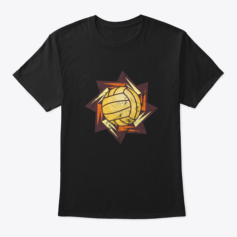 Volleyball Retro Black T-Shirt Front