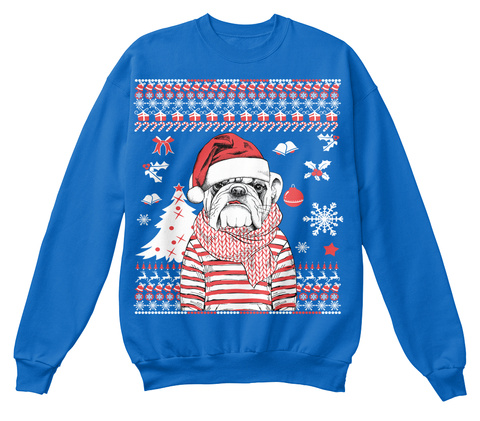 Bulldog Christmas Sapphire Blue T-Shirt Front