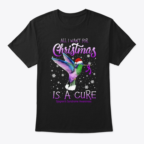 Christmas Cure Sjogrens Syndrome Warrior Black T-Shirt Front
