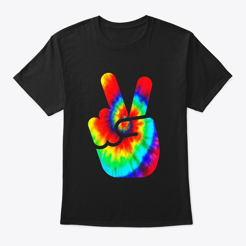 Cool Peace Hand Tie Dye T Shirt For Boys Black T-Shirt Front