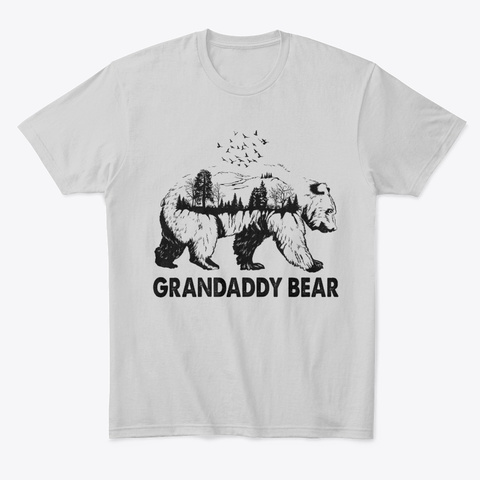 Mens Grandaddy Bear Shirt Animal Gift Light Heather Grey  T-Shirt Front