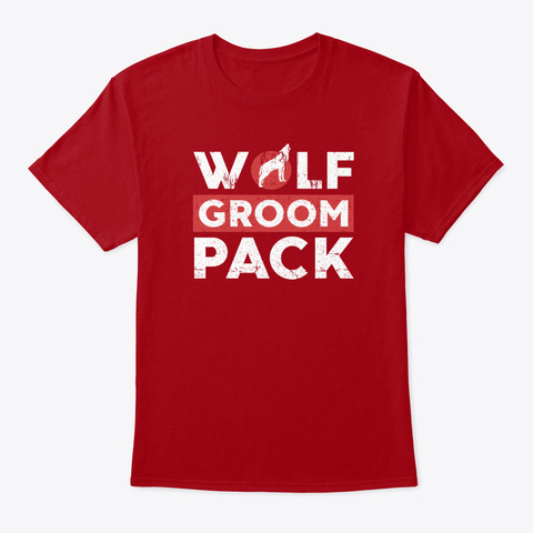 Groom Wolf Pack Bachelor Party Stag Nig Deep Red T-Shirt Front