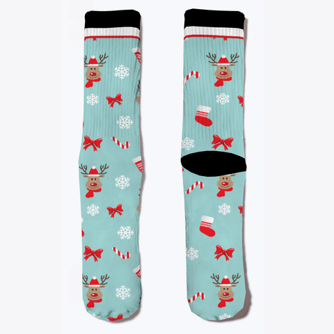 Santa Christmas Dog Socks Pale Blue áo T-Shirt Front