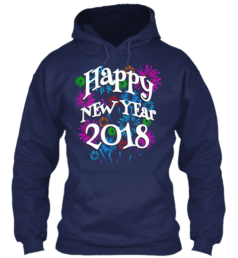 Happy New Year 2018 Navy T-Shirt Front