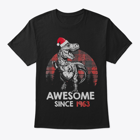 Awesome Since 1963 57 Th Birthday Red Pla Black áo T-Shirt Front