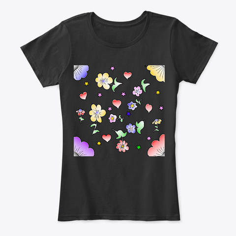 Flowers With Fun Black T-Shirt Front