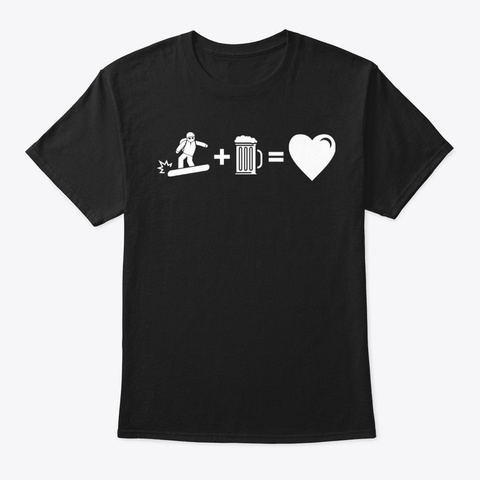 Snowboarding Mug Of Beer Is Love Black T-Shirt Front