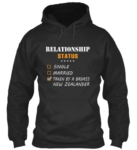 Relationship Status Single Married Taken By A Badass New Zelander Jet Black T-Shirt Front