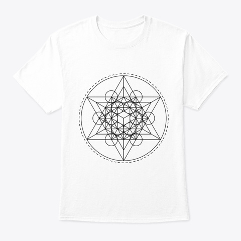 Sacred Geometry Teal Metatron Black White T-Shirt Front