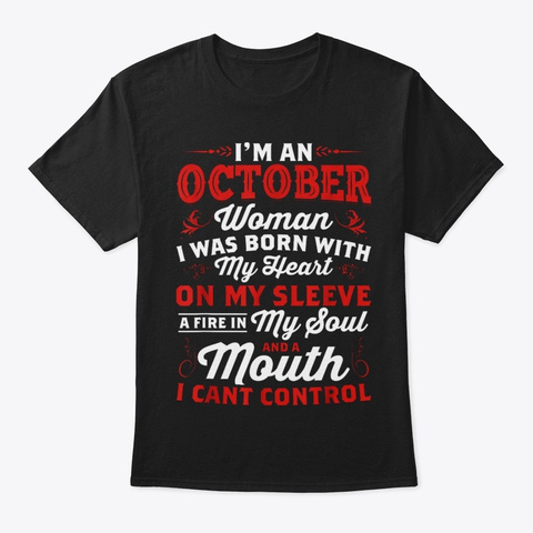 I'm October Women Queen Born In October Black Camiseta Front