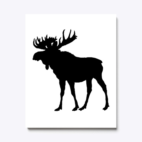 Black Moose Silhouette White T-Shirt Front