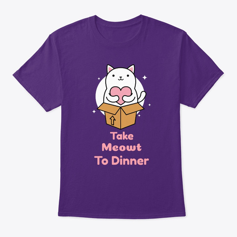 Take Meowt To Dinner Purple T-Shirt Front