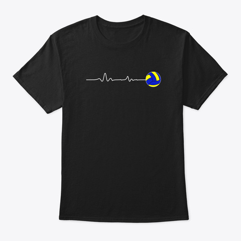 Volleyball Heartbeat Volleyball Lover Gi Black áo T-Shirt Front