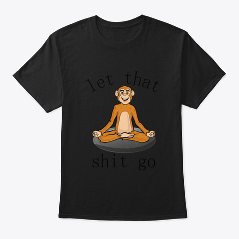 Yoga Quote Yogi Monkey Meditation Oelrk Black T-Shirt Front
