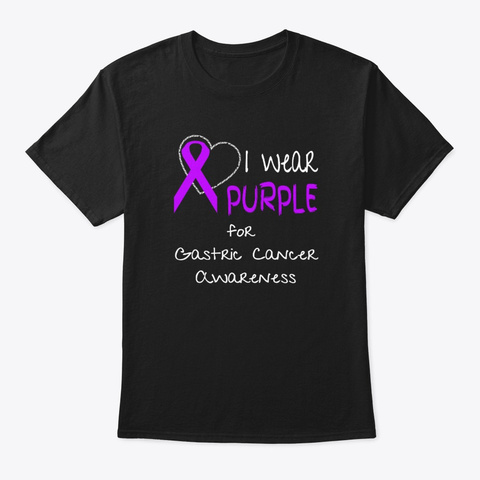 I Wear Purple For Gastric Cancer Black Kaos Front