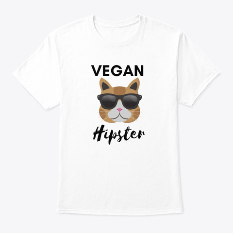 Vegan Hipster White T-Shirt Front