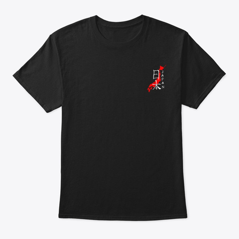 Japan   Red   Wv Black T-Shirt Front
