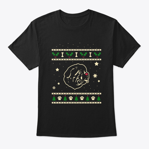 Christmas New Foundland Gift Black T-Shirt Front