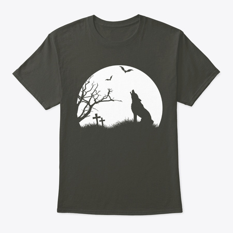 Wolf And Moon Smoke Gray T-Shirt Front