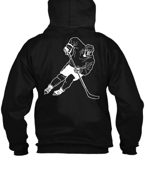 Zip Hoodie Hockey Player Black T-Shirt Back
