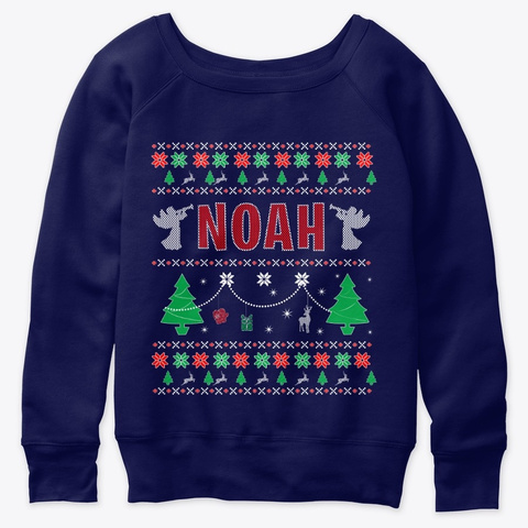 Ugly Christmas Themed Gift For Noah Navy  T-Shirt Front