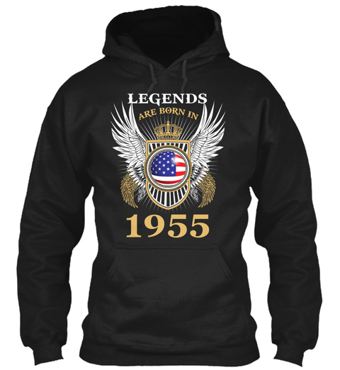 Legends Are Born In 1955 Black T-Shirt Front