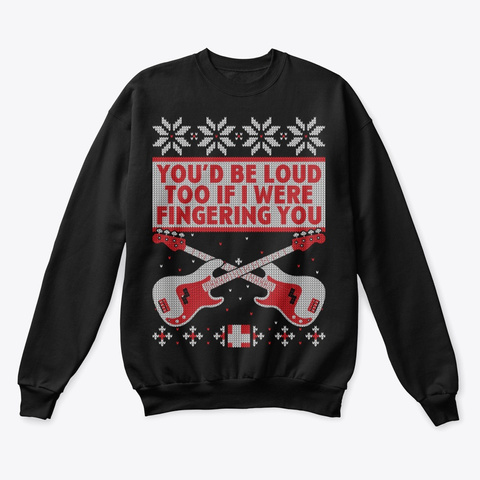 Bassist Santa Ugly Christmas Sweater Black T-Shirt Front