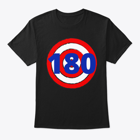 😍180 Points Dartboard In Blue White And Black T-Shirt Front