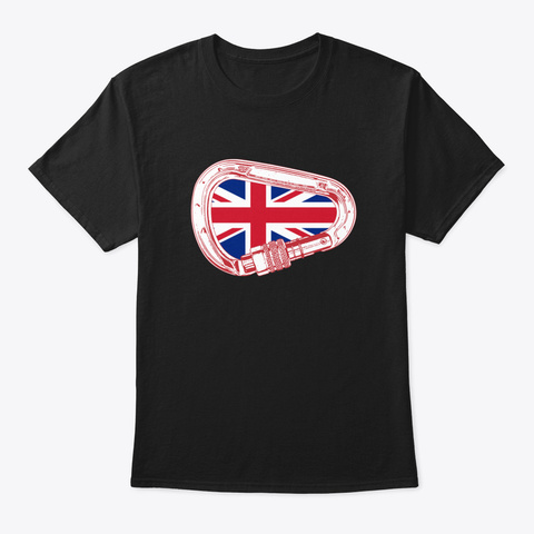 British Flag Climbing Carabiner Black T-Shirt Front