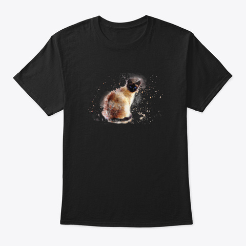 Cute Siamese Cat Black T-Shirt Front