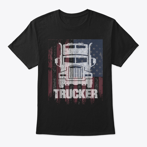 Vintage  Trailer Truck Drivers American  Black T-Shirt Front