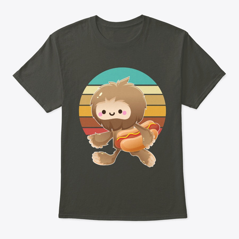 Bigfoot With Hot Dog Smoke Gray T-Shirt Front