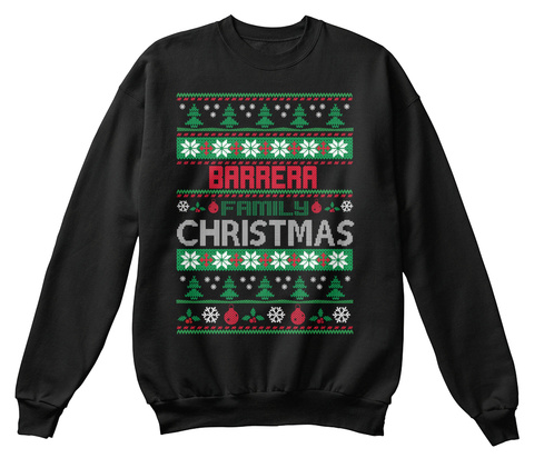 Barrera Family Christmas Black T-Shirt Front