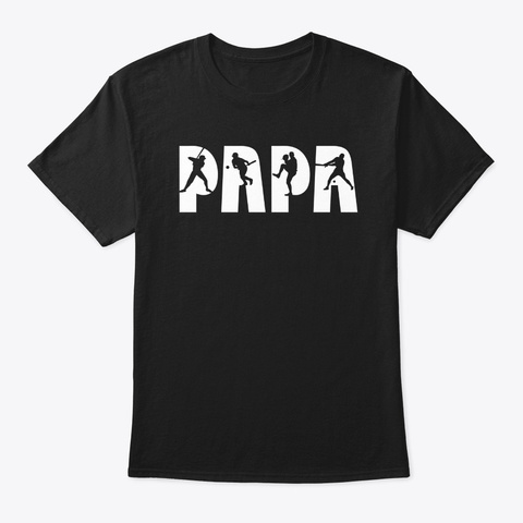 Baseball Papa Fathers Day Gift For Dad D Black T-Shirt Front