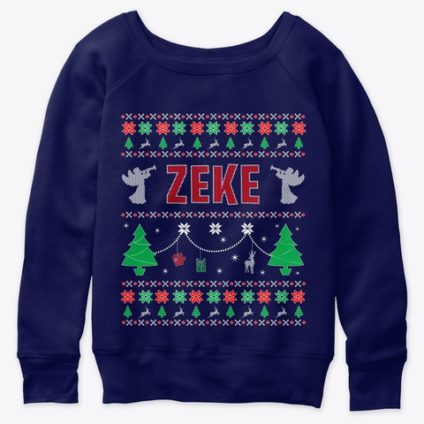 Ugly Christmas Themed Gift For Zeke Navy  T-Shirt Front