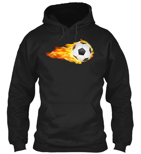 Soccer Ball On Fire Sports Black T-Shirt Front