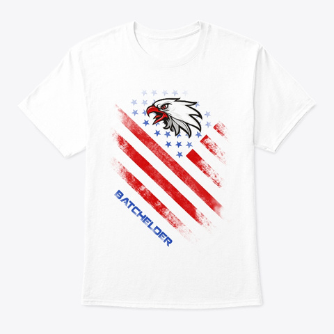 Batchelder Name Tee In U.S. Flag Style White T-Shirt Front