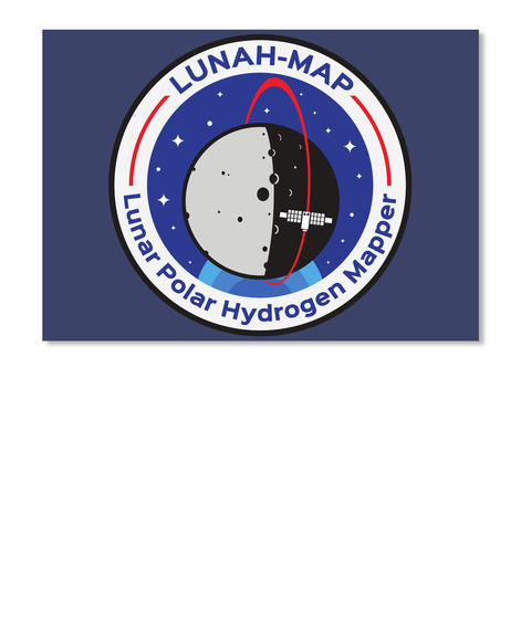 Lunah Map Lunar Polar Hydrogen Mapper Dk Navy T-Shirt Front