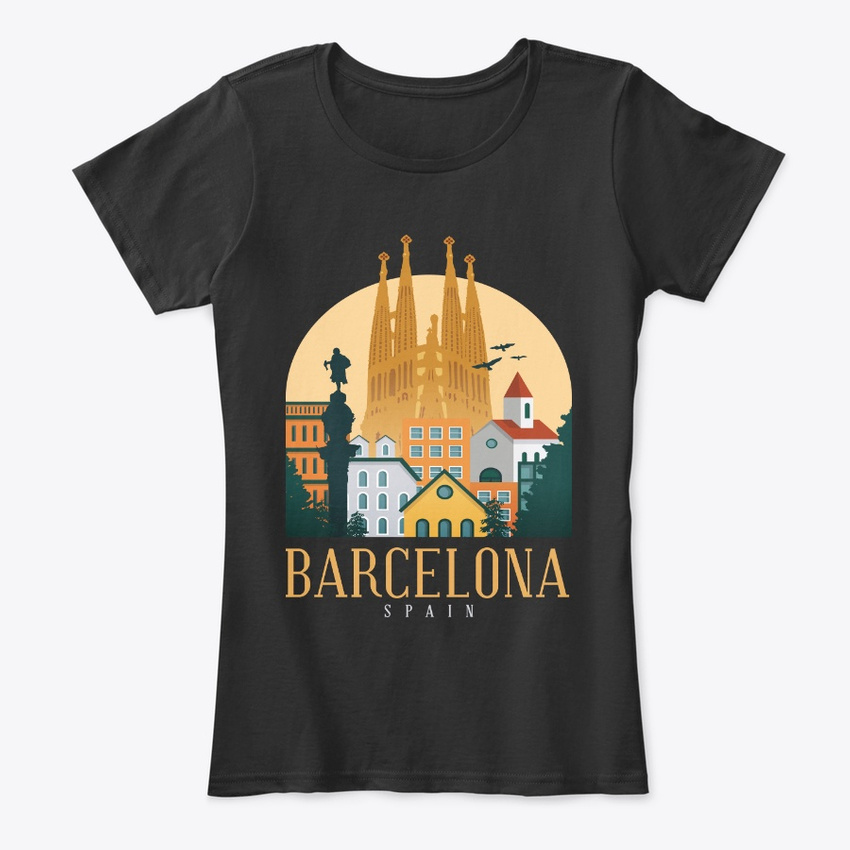 Spain Skyline Barcelona Souvenir Gifts Women's Premium Tee T-Shirt | eBay