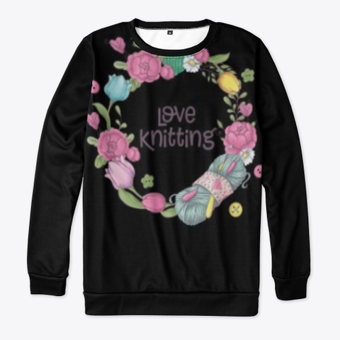 Love Knitting Black T-Shirt Front
