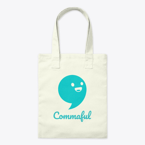 Commaful Tote Bag Natural T-Shirt Front