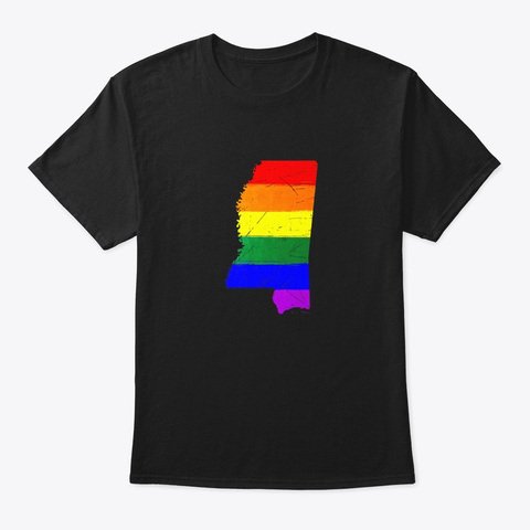 Mississippi Silhouette Lgbt Pride Flag Black T-Shirt Front
