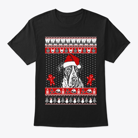 Great Dane Lover Christmas Tee Black T-Shirt Front