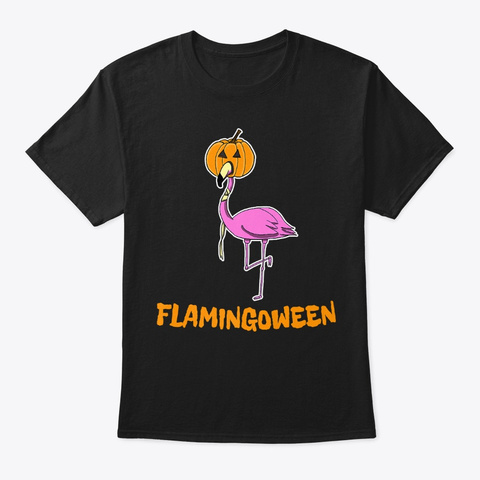 Cute Flamingoween Halloween Flamingo Black Kaos Front